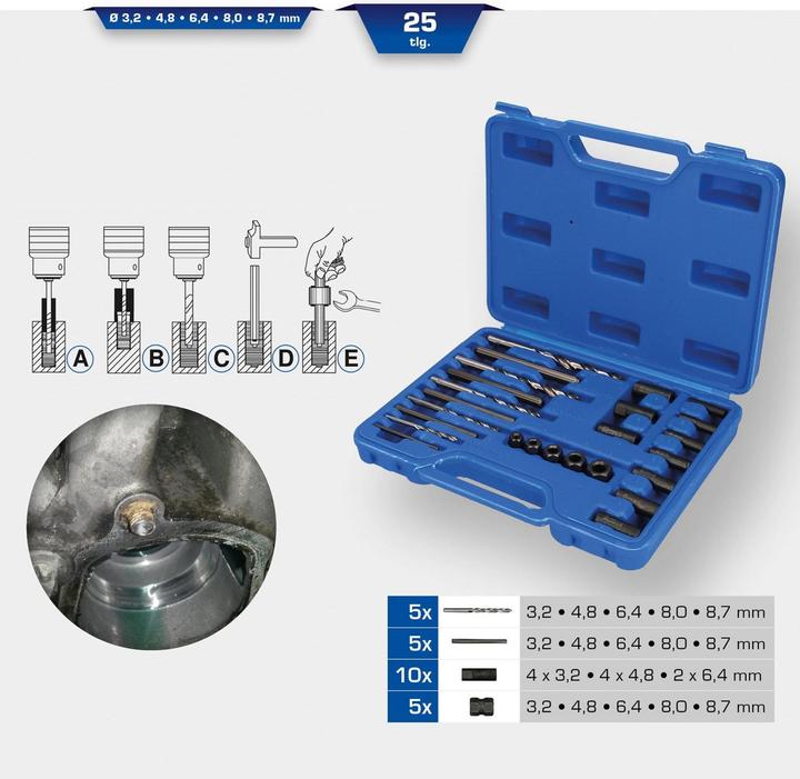 Actual product image Brilliant Tools Screw extractor / drill and guide kit, 25 pcs