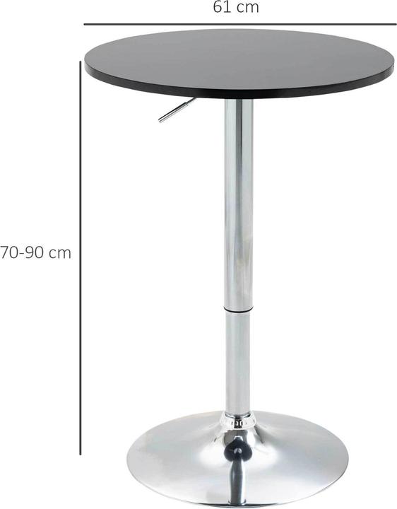 Image du produit Homcom Table de bar avec fonction de réglage en hauteur (Ø 61 x 90 cm)