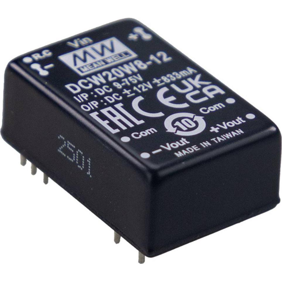 MeanWell, Convertitore di tensione, MEAN WELL SCW20W8-12 DC/DC-Wandler 24 V 12 V 1.666 A 20 W Inhalt 1 St.