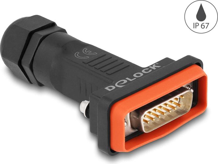 Produktbild Delock Adapter D-Sub HD 15 Pin Stecker mit Gehäuse IP67 wasserfest (Sub-D 15, 4.90 cm)