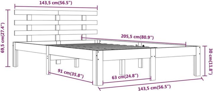 Produktbild vidaXL Bettrahmen (140 x 200 cm)
