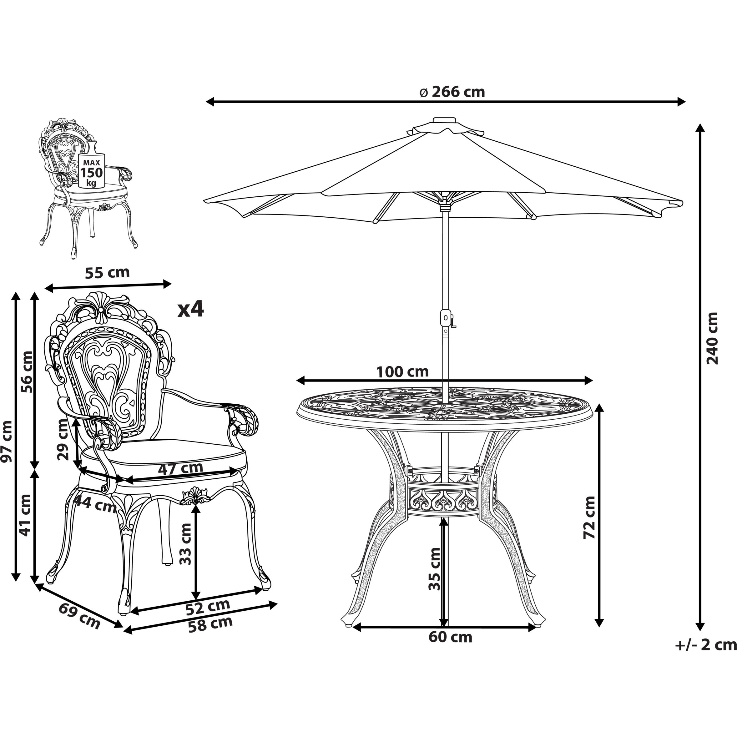 Thumbnail - Beliani, Gartentisch + Balkontisch, Sapri (100 cm)
