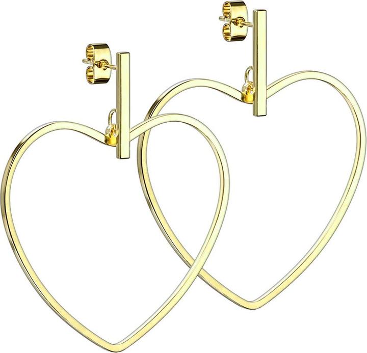 Immagine prodotto Star Piercing Orecchini pendenti a barretta placcati oro Cuore (senza ottone, Acciaio chirurgico 316L)