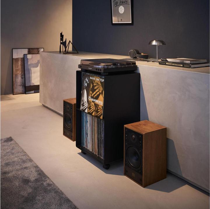 Actual product image Yamazaki 2-stöckiges Schallplatten-Regal mit Rollen TOWER (40 x 40 x 73.30 cm)