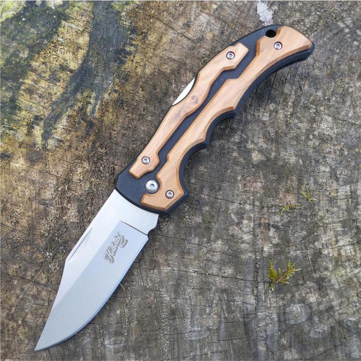 Immagine prodotto Herbertz Coltello da tasca Selection, acciaio AISI 440, inossidabile, G10 e legno d'ulivo, chiusura (8.70 cm)