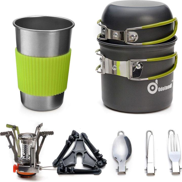 Pentole da campeggio, 4 pezzi Set di pentole portatili in acciaio inossidabile da campeggio Picnic all'aperto pentola da tavola set da cucina e pentole per cucinare e trekking