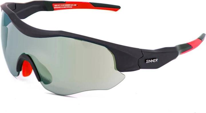 Sinner Gear Sünder Triple Sonnenbrille - Graurot - Golfobjektiv (Dunkelgrau mit roten Akzenten, crystal grey-red)