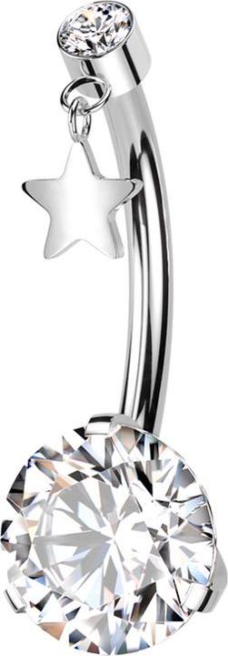 Produktbild Star Piercing Threadless Banane silber Zylinder silber Kristall silber Anhänger Stern und Kristall silber gefasst (Titan, ohne Messing)