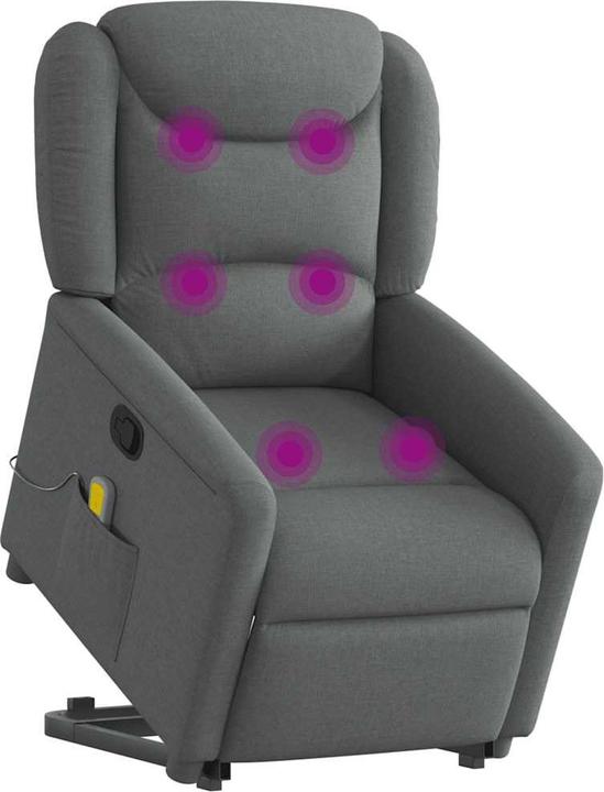 Immagine prodotto VidaXL Poltrona massaggiante con ausilio per la risalita in tessuto grigio scuro