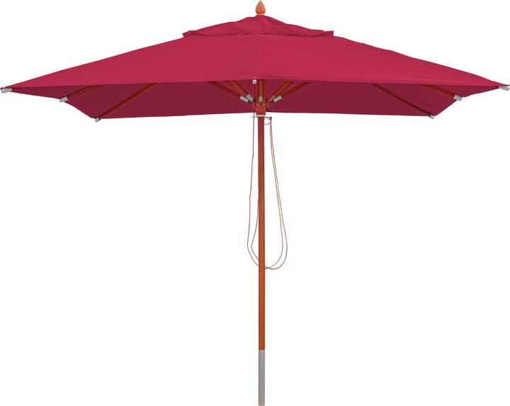 Actual product image Mendler Gastronomy wooden parasol, garden parasol, polyester/wood 14kg, square 3x3m rope pull shockproof - b (3 m)
