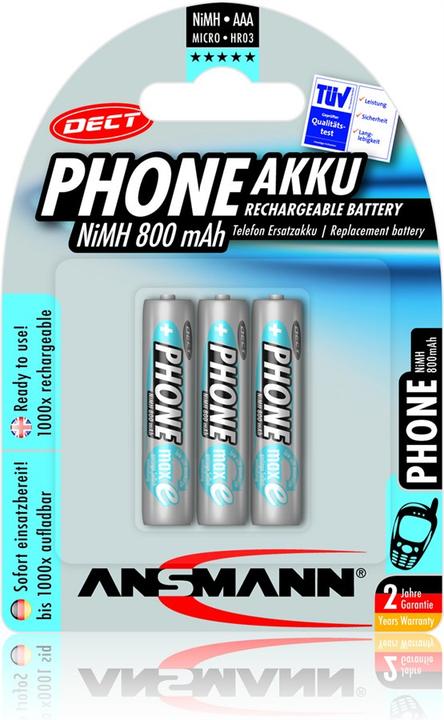 Productafbeelding Ansmann Telefoon (3 Pcs., AAA, 800 mAh)