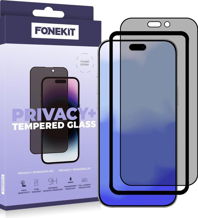 Actual product image FoneKit Privacy+ Full Cover Tempered Glass, iPhone 17 Pro (Apple iPhone 17 Pro)