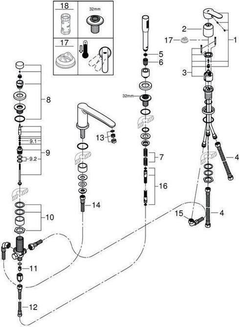 Image du produit Grohe Combiné baignoire 4L-EH EUROSTYLE C chr