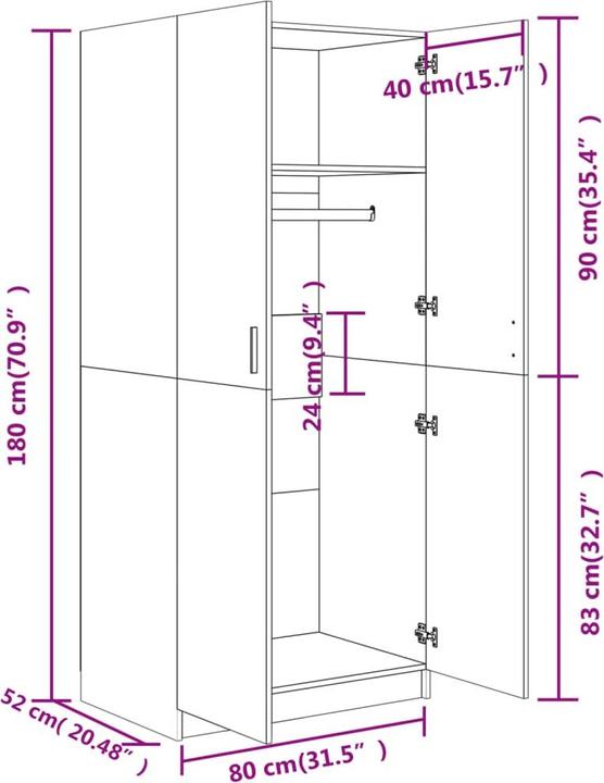 Immagine prodotto VidaXL Erminio (80 x 52 x 180 cm)