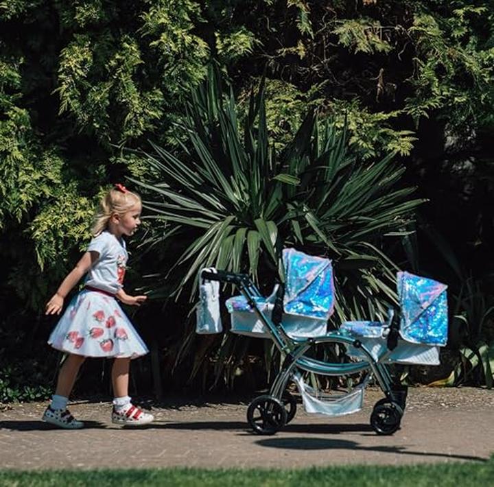 Produktbild Roma Polly Sparkle Doppel-Kinderwagen mit Reiswieg in Meerjungfrau-Optik