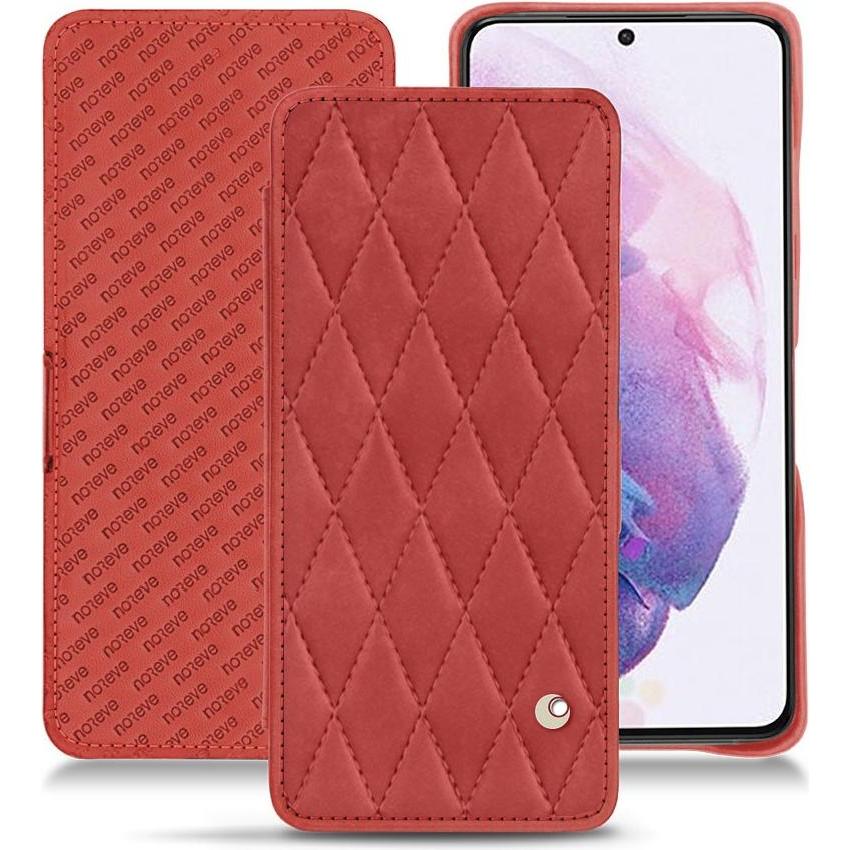 Noreve Lederschutzhülle horizontal (Samsung Galaxy S21), Smartphone Hülle, Rot