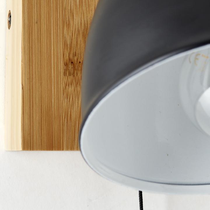 Immagine prodotto Brilliant Lampada da parete Celia nero opaco/bambù Metallo/bambù Interruttore a strappo 1x D4 (E14)