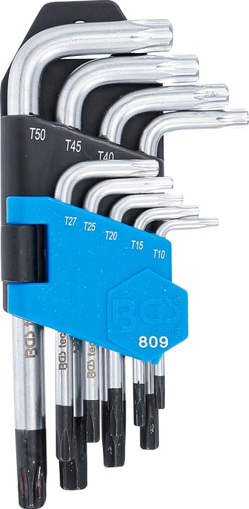 Produktbild BGS Winkelschlüssel-Satz kurz T-Profil (für Torx) mit Bohrung T10 - T50 9-tlg. (T-profil)