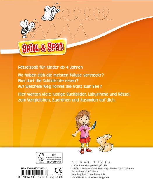 Immagine prodotto Ravensburger Kindergarten-Rätselspass für unterwegs (Tedesco, Stefan Lohr, 2014)