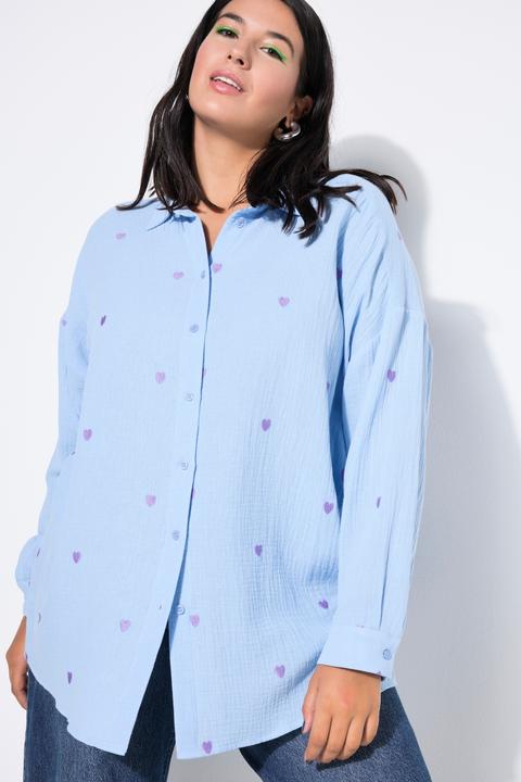 Actual product image Studio Untold Oversized Embroidered Long Sleeve Button Front Shirt (60)