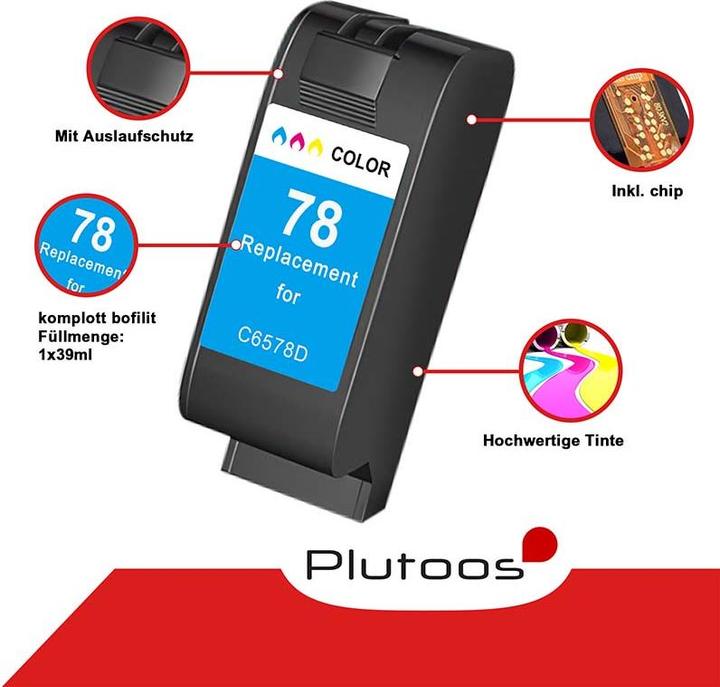 Actual product image Plutoos HP 78XL 17XL Cartridge XXL compatible, Color C 6578 EN (CL)