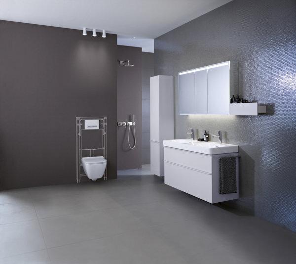 Actual product image Geberit Washbasin Smyle Square 120 cm white with 2 tap holes with coating 500223018 (480 mm, 1200 mm)
