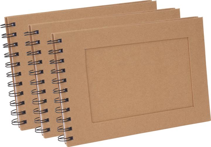 Immagine prodotto VBS Album fotografico XXL 3-pack KRAFTPAPIER con pagine bianche (14,8 x 21 cm)