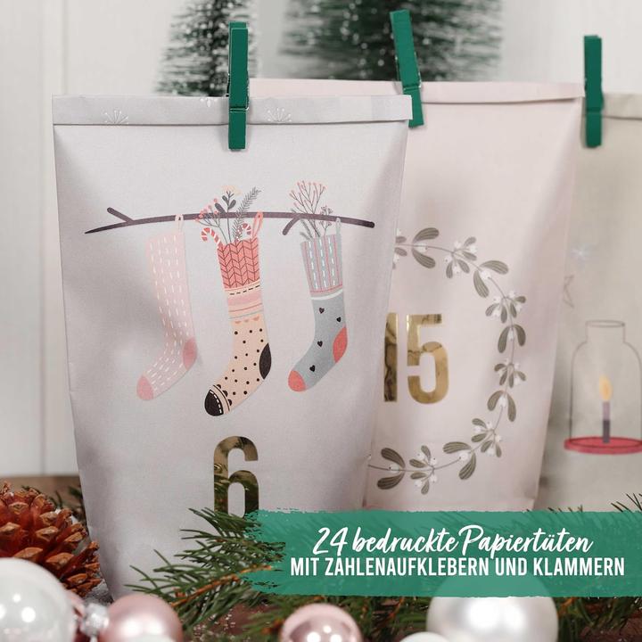 Immagine prodotto Papierdrachen Adventskalender DIY-Set, 24 Geschenktüten, Motiv Hygge