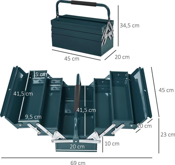 Actual product image Durhand Toolbox 5 compartment design