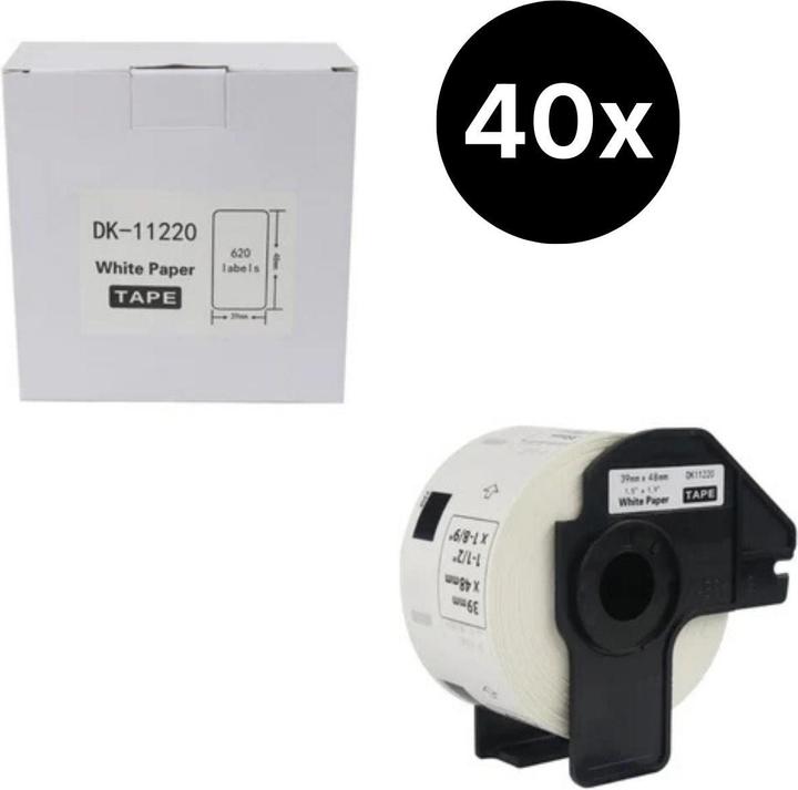 Actual product image Hermex 40er-Set Alternative Etikettenrolle zu Brother DK-11220 Etiketten (3.90 cm)