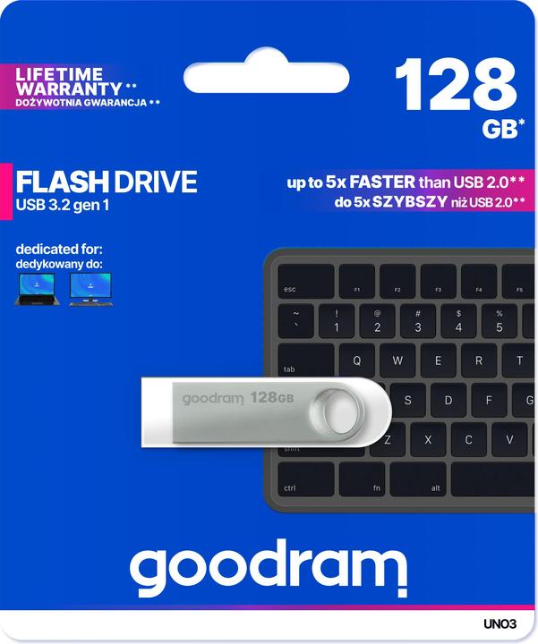Produktbild Goodram Pendrive UNO3 128GB USB 3.2 Gen1 srebrny (128 GB, USB-A)
