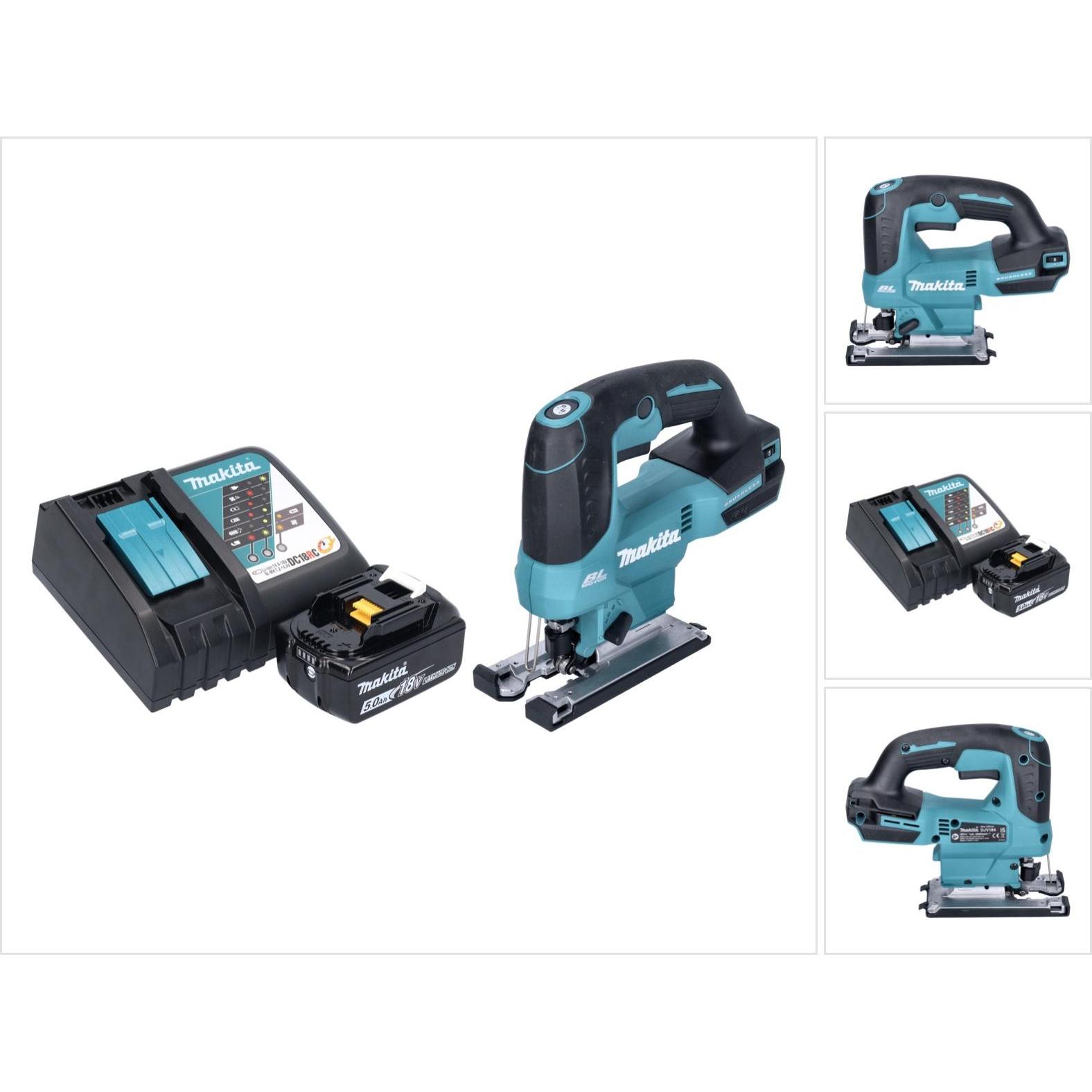 Makita, Stichsäge, DJV 184 RT1 Akku Pendelhub Stichsäge 18 V Brushless + 1x Akku 5,0 Ah + Ladegerät