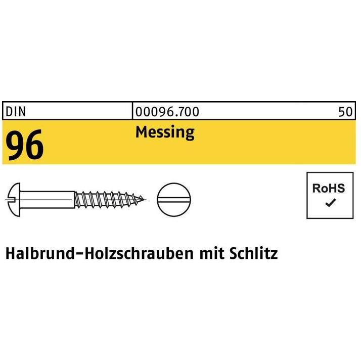 Schrauben, Holzschraube DIN 96 Halbrundkopf Schlitz 5 x 12 Messing (200 Schrauben pro Stück)