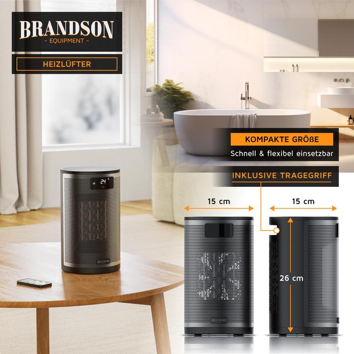 Produktbild Brandson Keramik-Heizlüfter 1500W, LED Display, Überhitzungsschutz, 70° oszillierend, Eco-Modus, schwarz (1500 W)
