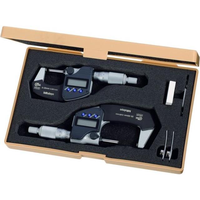 Mitutoyo, Comparatore + micrometro, Set di micrometri digitali IP65 con uscita dati