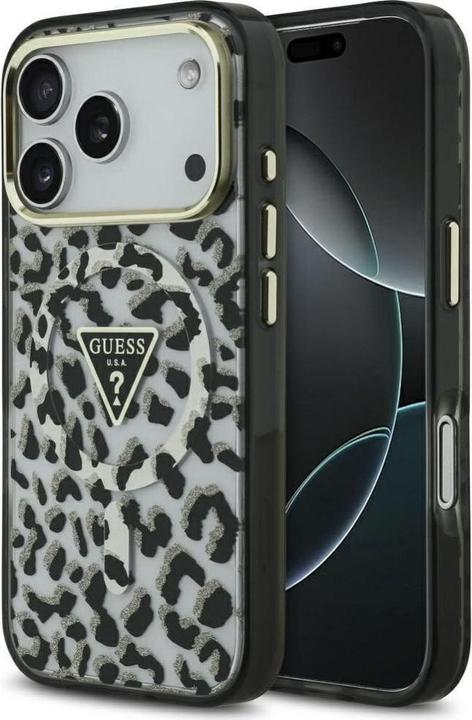 Guess - Leopard Glitter MagSafe (GUHMP17LHLEGTGLK) - iPhone 17 Pro - Black (Apple iPhone 17 Pro)