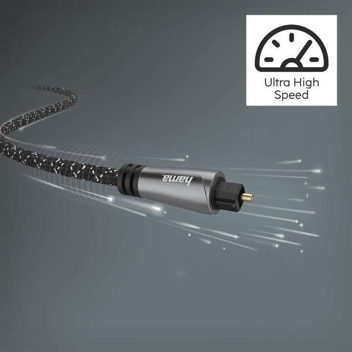 Actual product image Hama Audio fiber optic cable, ODT connector (Toslink), metal, 3.0 m (3 m, TOSLINK)