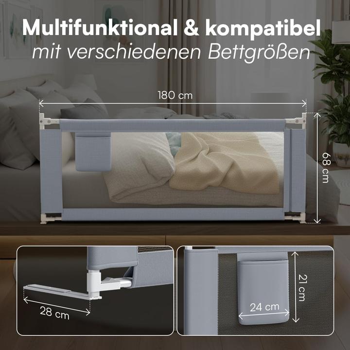 Produktbild Bellabino Rausfallschutz Bettgitter höhenverstellbar 180 cm