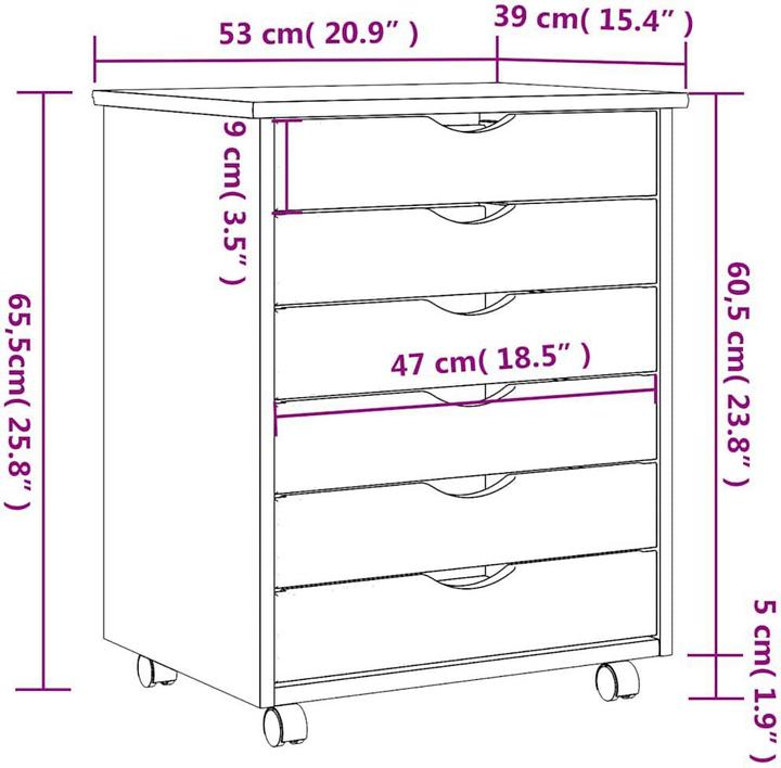 Produktbild vidaXL Rollschrank (53 x 39 x 65.50 cm)