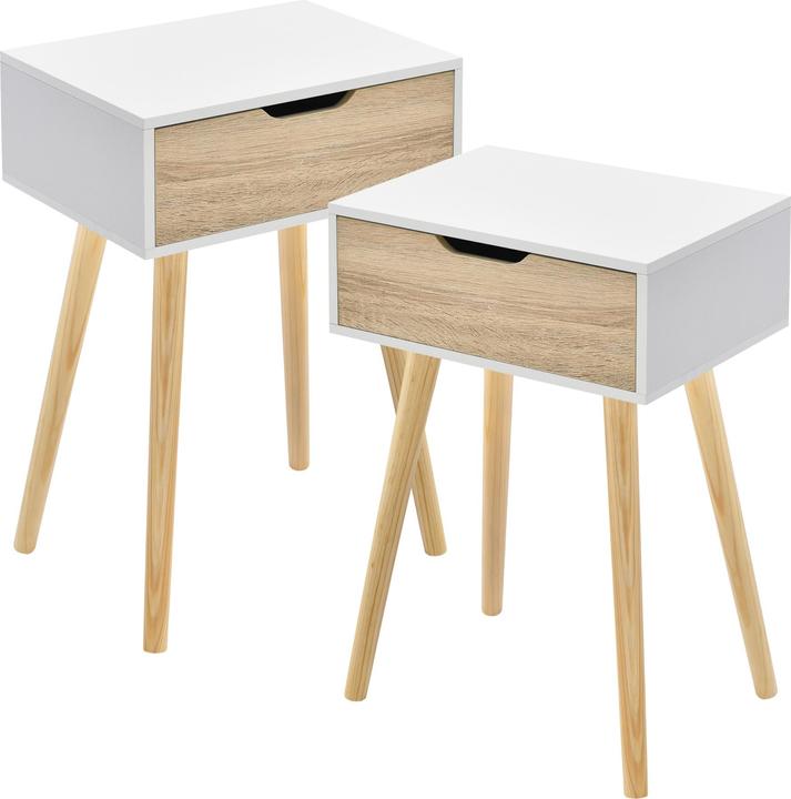 Image du produit En.Casa Table d'appoint Östersund (lot de 2) blanc/chêne (29.50 x 40 x 60 cm)