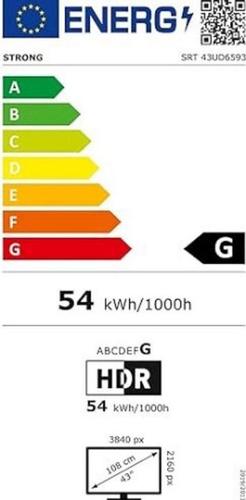 Energie-Label Strong SRT43UD6593 43' Ultra Hd Led Tv (43", 4K)