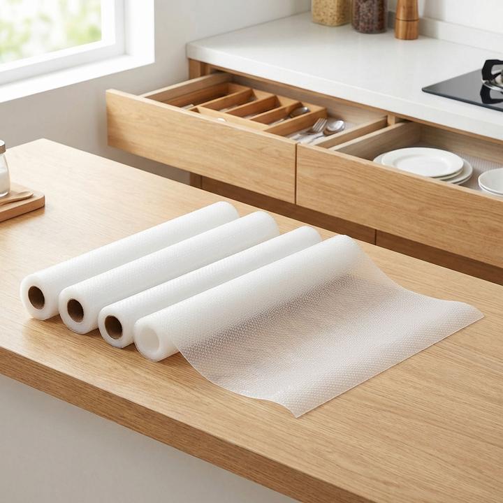 Ideoon 4er Set Antirutschmatte Schublade 50x150cm – Vielseitige Einlegematten für Kühlschrank, Küche