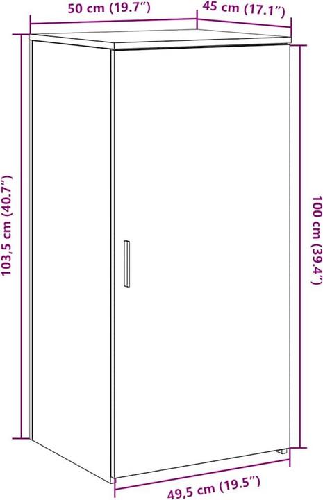 Produktbild vidaXL Lagerschrank Schwarz 50x45x103,5 cm Holzwerkstoff Schrank Aktenschrank (45 x 50 x 103.50 cm)