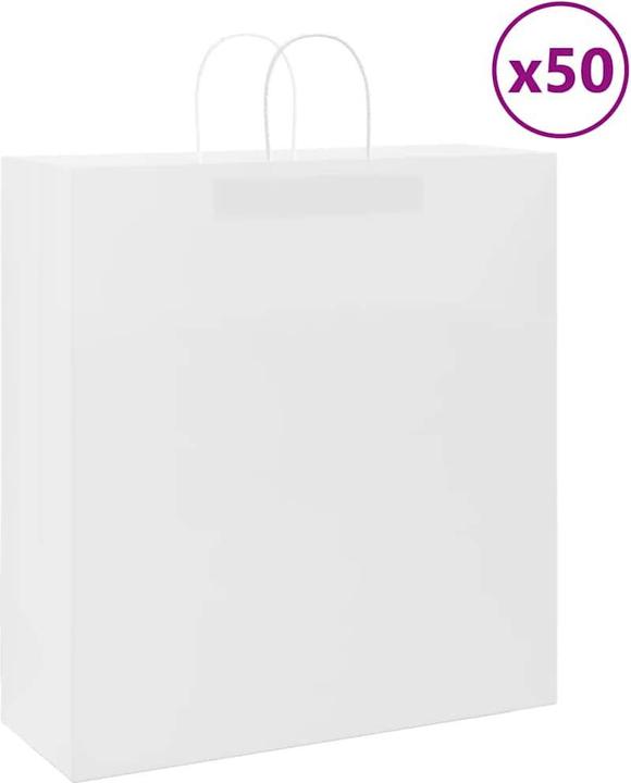 Produktbild VidaXL Kraftpapiertüten 50 Stk. mit Henkel Weiss 45x17x48 cm Papiertüte (Geschenktüte, 50 x)