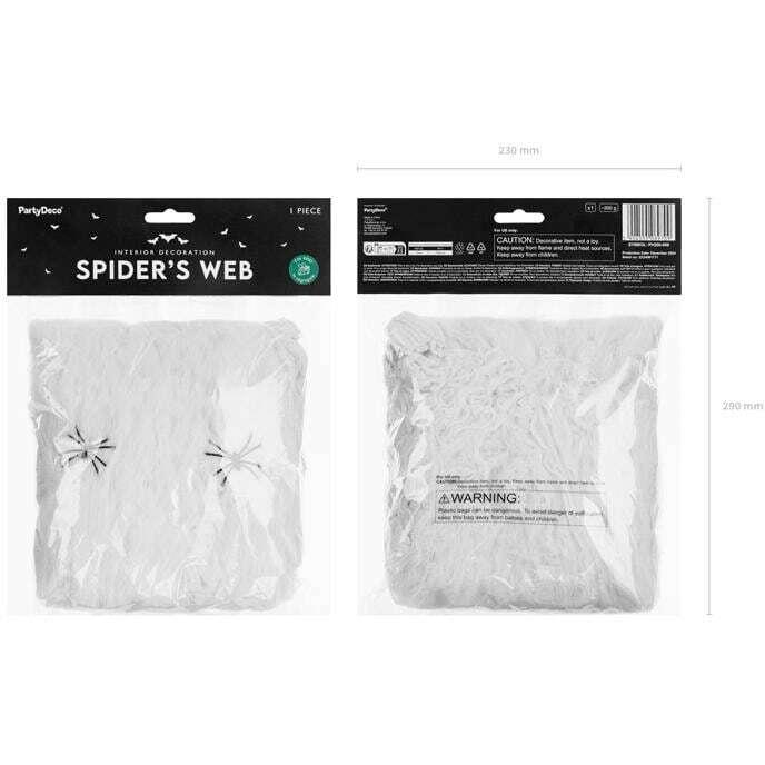 Partydeco Spinnengewebe 200 g, Weiss, 2 Spinnen (1 Stk.) (PH200-008)