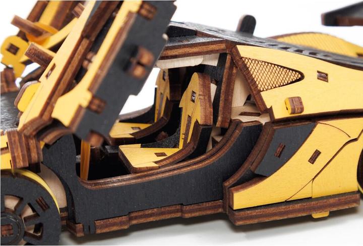 Actual product image Eco Wood Art Mechanical 3D wooden-puzzle - Racing Car -Yellow (237 parts)