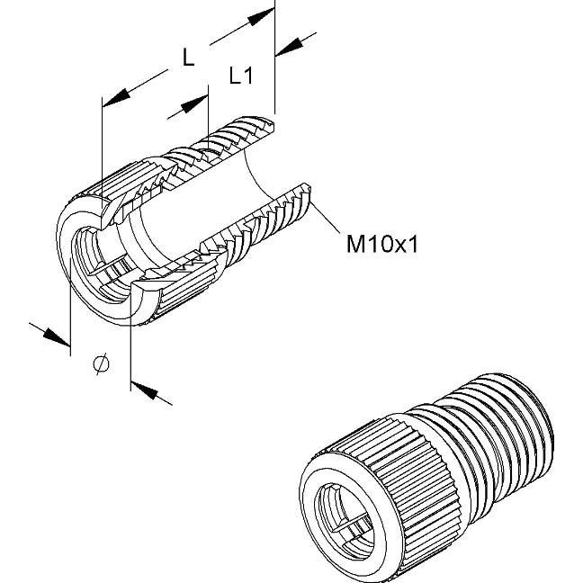 Thumbnail - Kleinhuis GmbH Co. KG Klemmnippel Ms D 5-7/L 21mm M10x1 103, Kabel Zubehör, Silber
