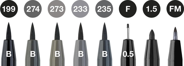 Actual product image Faber-Castell Pitt Artist Pen (Black, Grey, 1 x)