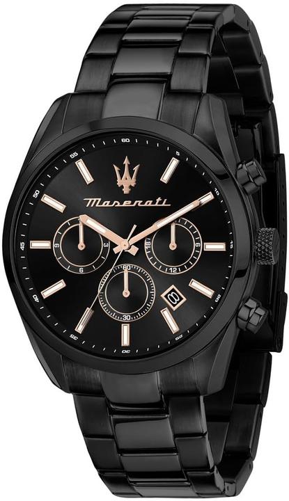 Immagine prodotto Maserati Orologio da Polso Multifunzione Edizione Limitata, Quadrante Nero con Dettagli Oro Rosa (43 mm)