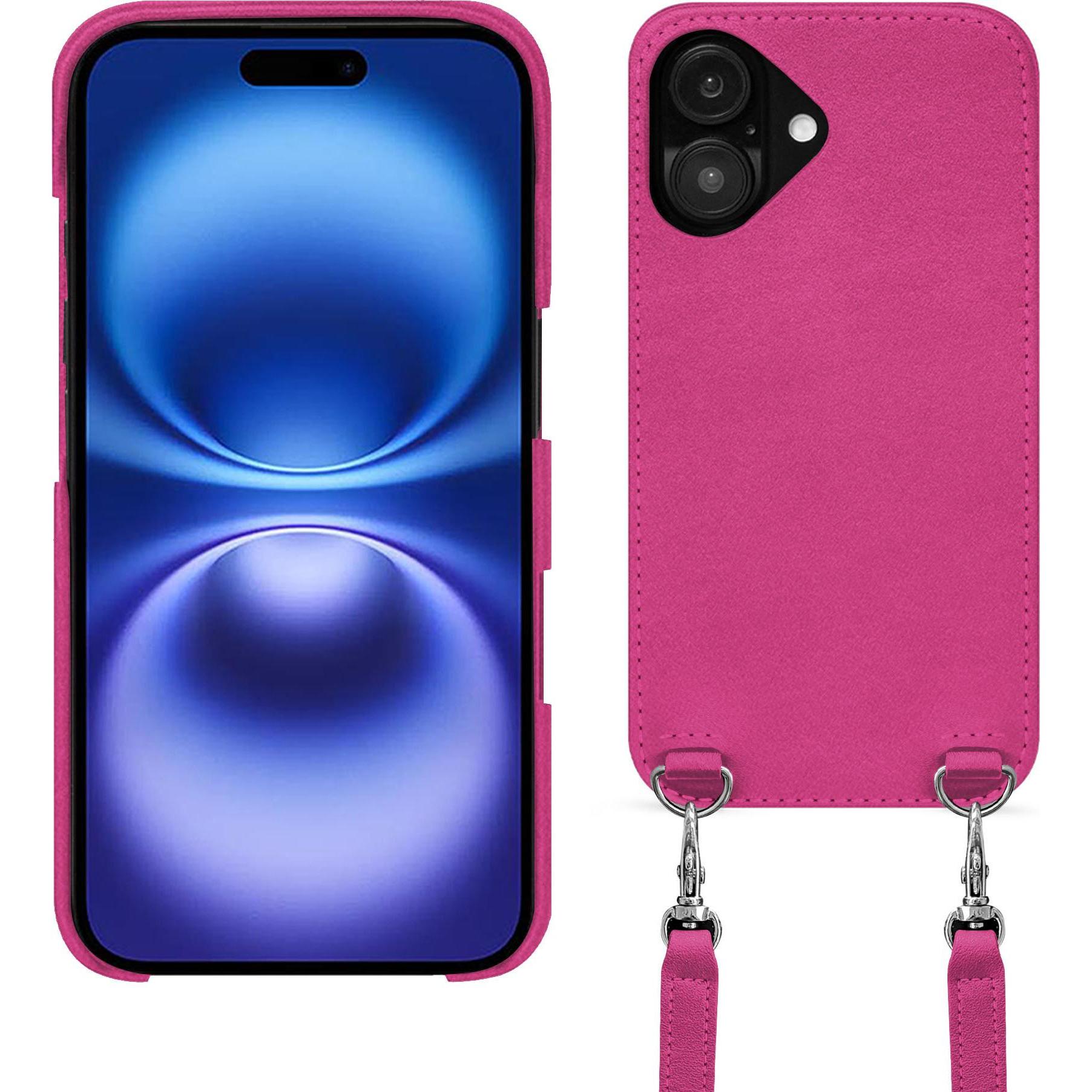 Noreve Schutzhülle mit Schulterriemen Apple iPhone 16 (Apple iPhone 16), Smartphone Hülle, Rosa